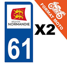 Supstick 2 Stickers Autocollants Plaques Immatriculation Moto Dept 61 Normandie Bleu Foncé 1 Angle Arrondi