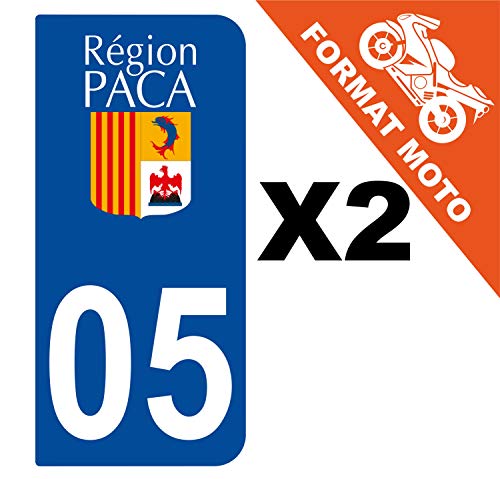 Supstick 2 Stickers Autocollants Plaques Immatriculation Moto Dept 05 Paca Bleu Foncé 2 Angles Arrondis