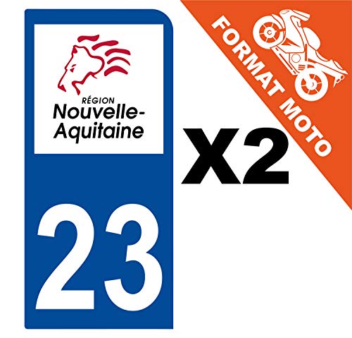 Supstick 2 Stickers Autocollants Plaques Immatriculation Moto Dept 23 Nouvelle Aquitaine Bleu Foncé 1 Angle Arrondi