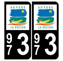 Supstick 2 Stickers Autocollants Plaques Immatriculation Auto Dept 973 Guyane Noir Angles Arrondis