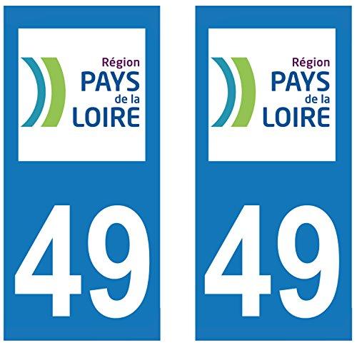 supstick 2 STICKERS AUTOCOLLANT PLAQUE IMMATRICULATION DEPT 49 Région Pays de la Loire format rectangulaire - supstick.fr