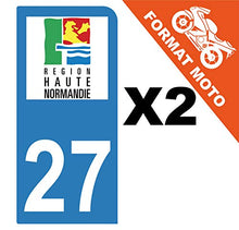 Supstick 2 Stickers Autocollants Plaques Immatriculation Moto Dept 27 Haute Normandie Bleu Clair 1 Angle Arrondi