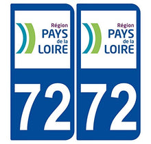 Supstick 2 Stickers Autocollants Plaques Immatriculation Auto Dept 72 Pays de la Loire Bleu Foncé Angles Arrondis