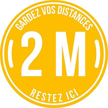 Charger l&#39;image dans la galerie, Lot de 5 Autocollant stickers signalétique stop covid sol antidérapant - gardez vos distances 2m - format 20x20cm couleur jaune
