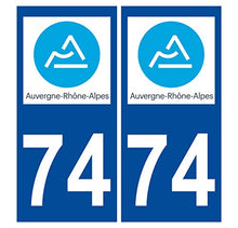 Supstick 2 Stickers Autocollants Plaques Immatriculation Auto Dept 74 Auvergne Rhône Alpes Bleu Foncé Angles Carrés