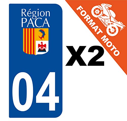 Supstick 2 Stickers Autocollants Plaques Immatriculation Moto Dept 04 Paca Bleu Foncé 2 Angles Arrondis