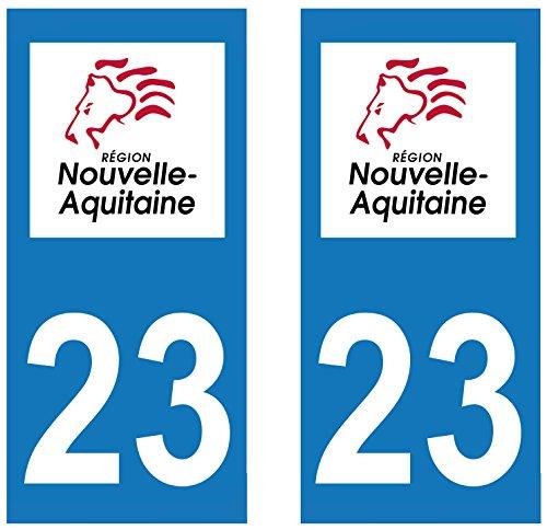 supstick 2 STICKERS AUTOCOLLANT PLAQUE IMMATRICULATION DEPT 23 Nouvelle-Aquitaine format rectangulaire - supstick.fr