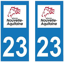 supstick 2 STICKERS AUTOCOLLANT PLAQUE IMMATRICULATION DEPT 23 Nouvelle-Aquitaine format rectangulaire - supstick.fr