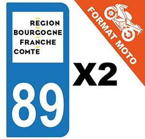 supstick 2 Stickers Autocollant Plaque IMMATRICULATION Moto DEPT 89 Region Bourgogne-Franche-Comté - supstick.fr