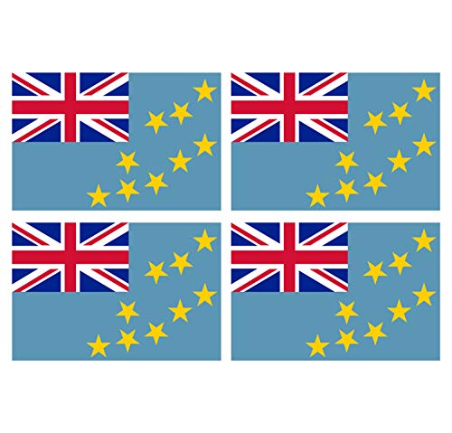 Supstick Lot de 4 Autocollants Stickers Drapeau de Pays Nation Tuvalu Format 6x4cm