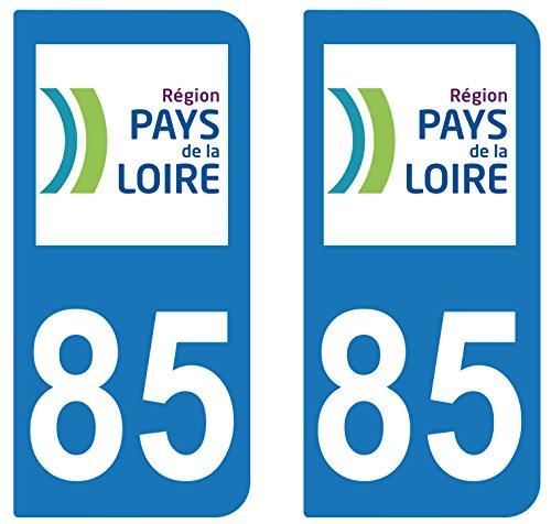 supstick 2 STICKERS AUTOCOLLANT PLAQUE IMMATRICULATION DEPT 85 Région Pays de la Loire - supstick.fr
