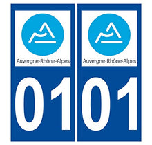 Supstick 2 Stickers Autocollants Plaques Immatriculation Auto Dept 01 Auvergne Rhône Alpes Bleu Foncé Angles Carrés