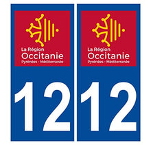 Supstick 2 Stickers Autocollants Plaques Immatriculation Auto Dept 12 Occitanie Bleu Foncé Angles Carrés