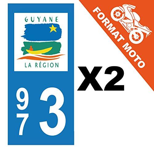 supstick 2 Stickers Autocollant Plaque IMMATRICULATION Moto DEPT 973 Région Guyane Format rectangulaire - supstick.fr