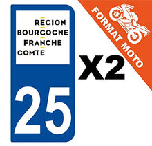 Supstick 2 Stickers Autocollants Plaques Immatriculation Moto Dept 25 Bourgogne Franche Comté Bleu Foncé 2 Angles Arrondis