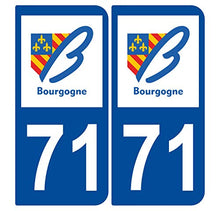 Supstick 2 Stickers Autocollants Plaques Immatriculation Auto Dept 71 Bourgogne Bleu Foncé Angles Arrondis