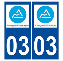 Supstick 2 Stickers Autocollants Plaques Immatriculation Auto Dept 03 Auvergne Rhône Alpes Bleu Foncé Angles Carrés