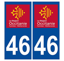 Supstick 2 Stickers Autocollants Plaques Immatriculation Auto Dept 46 Occitanie Bleu Foncé Angles Carrés
