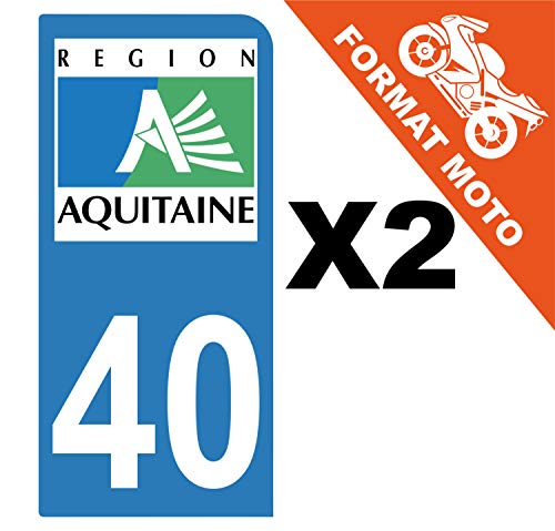 Supstick 2 Stickers Autocollants Plaques Immatriculation Moto Dept 40 Aquitaine Bleu Clair 1 Angle Arrondi