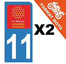 Supstick 2 Stickers Autocollants Plaques Immatriculation Moto Dept 11 Languedoc Roussillon Bleu Clair 1 Angle Arrondi