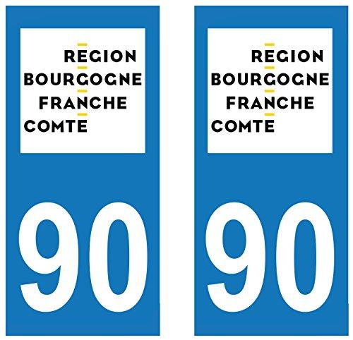 supstick 2 STICKERS AUTOCOLLANT PLAQUE IMMATRICULATION DEPT 90 Bourgogne-Franche-Comté format rectangulaire - supstick.fr