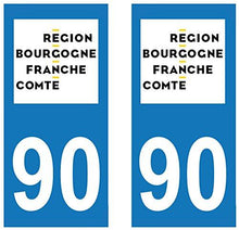 supstick 2 STICKERS AUTOCOLLANT PLAQUE IMMATRICULATION DEPT 90 Bourgogne-Franche-Comté format rectangulaire - supstick.fr