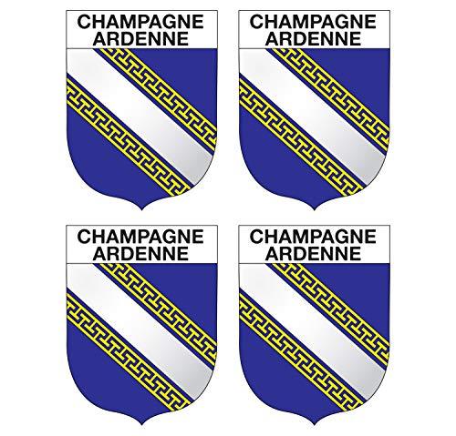 Supstick Lot de 4 Autocollants Stickers Blason de région département Champagne-Ardenne Format 5x4cm - supstick.fr