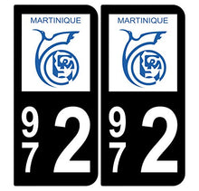 Supstick 2 Stickers Autocollants Plaques Immatriculation Auto Dept 972 Martinique Noir Angles Arrondis