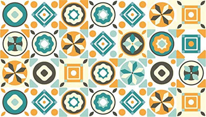 Planche de 28 Adhésif Carrelage - décoration de carreaux - 56 pièces plastifié en mat - mosaïque nuances de vert et jaune - format 25x25cm par pièce