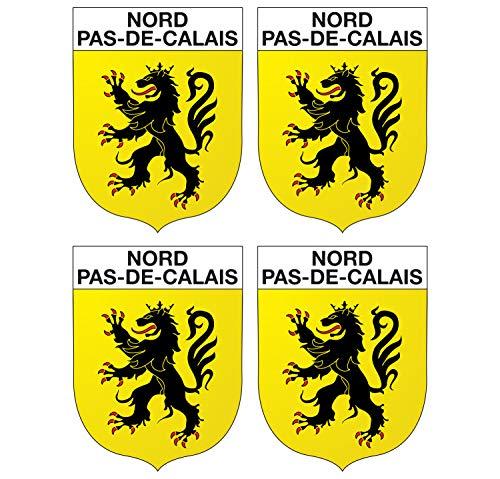 Supstick Lot de 4 Autocollants Stickers Blason de région département Nord Pas de Calais Format 5x4cm - supstick.fr