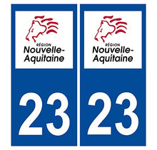 Supstick 2 Stickers Autocollants Plaques Immatriculation Auto Dept 23 Nouvelle Aquitaine Bleu Foncé Angles Carrés