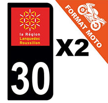 Supstick 2 Stickers Autocollants Plaques Immatriculation Moto Dept 30 Languedoc Roussillon Noir 2 Angles Arrondis