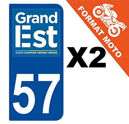 Supstick 2 Stickers Autocollants Plaques Immatriculation Moto Dept 57 Grand Est Bleu Foncé 2 Angles Arrondis