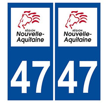 Supstick 2 Stickers Autocollants Plaques Immatriculation Auto Dept 47 Nouvelle Aquitaine Bleu Foncé Angles Carrés