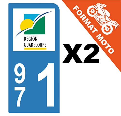 Supstick 2 Stickers Autocollants Plaques Immatriculation Moto Dept 971 Guadeloupe Bleu Clair 1 Angle Arrondi