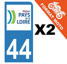 Supstick 2 Stickers Autocollants Plaques Immatriculation Moto Dept 44 Pays de la Loire Bleu Clair 1 Angle Arrondi