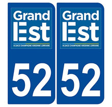 Supstick 2 Stickers Autocollants Plaques Immatriculation Auto Dept 52 Grand Est Bleu Foncé Angles Arrondis
