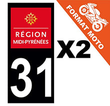 Supstick 2 Stickers Autocollants Plaques Immatriculation Moto Dept 31 Midi Pyrénées Noir Angles Carrés