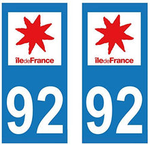 supstick 2 STICKERS AUTOCOLLANT PLAQUE IMMATRICULATION DEPT 92 Région île-de-France format rectangulaire - supstick.fr