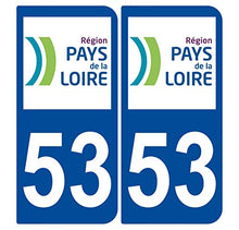 Supstick 2 Stickers Autocollants Plaques Immatriculation Auto Dept 53 Pays de la Loire Bleu Foncé Angles Arrondis