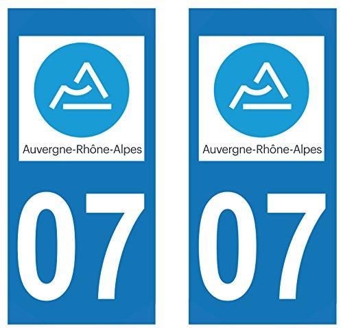 supstick 2 STICKERS AUTOCOLLANT PLAQUE IMMATRICULATION DEPT 07 Auvergne-Rhône-Alpes format rectangulaire - supstick.fr
