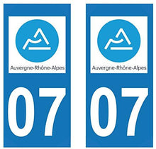 supstick 2 STICKERS AUTOCOLLANT PLAQUE IMMATRICULATION DEPT 07 Auvergne-Rhône-Alpes format rectangulaire - supstick.fr
