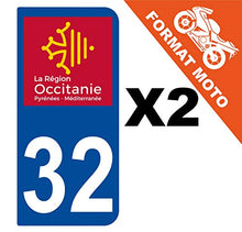 Supstick 2 Stickers Autocollants Plaques Immatriculation Moto Dept 32 Occitanie Bleu Foncé 2 Angles Arrondis