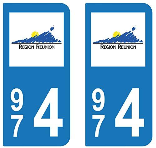 supstick 2 STICKERS AUTOCOLLANT PLAQUE IMMATRICULATION DEPT 974 Région de La Réunion - supstick.fr