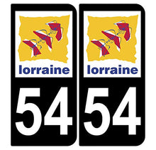 Supstick 2 Stickers Autocollants Plaques Immatriculation Auto Dept 54 Lorraine Noir Angles Arrondis