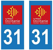 supstick 2 STICKERS AUTOCOLLANT PLAQUE IMMATRICULATION DEPT 31 région Occitanie format rectangulaire - supstick.fr