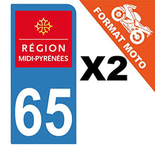 Supstick 2 Stickers Autocollants Plaques Immatriculation Moto Dept 65 Midi Pyrénées Bleu Clair 1 Angle Arrondi