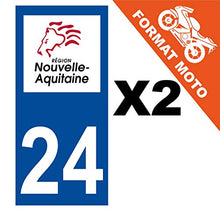 Supstick 2 Stickers Autocollants Plaques Immatriculation Moto Dept 24 Nouvelle Aquitaine Bleu Foncé Angles Carrés
