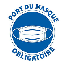 Lot de 5 Autocollant stickers signalétique port du masque obligatoire - format carré 30x30cm couleur blanc et bleu