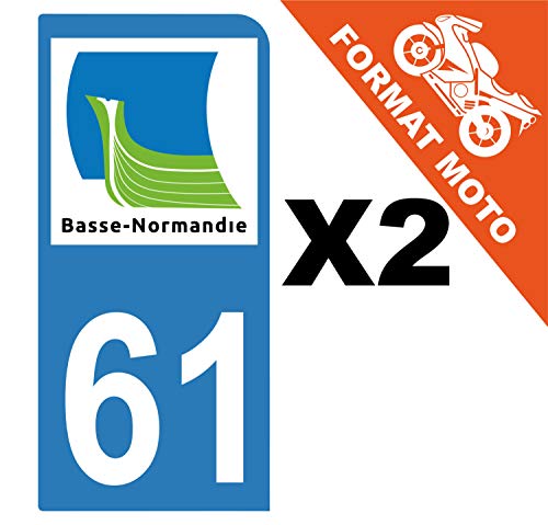 Supstick 2 Stickers Autocollants Plaques Immatriculation Moto Dept 61 Basse Normandie Bleu Clair 1 Angle Arrondi